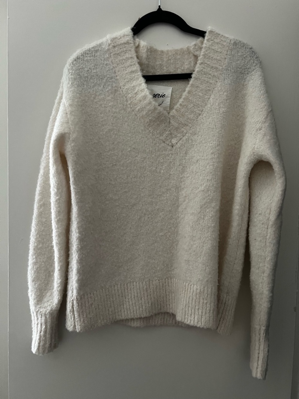 aerie Cream V-Neck Plush Knit Sweater